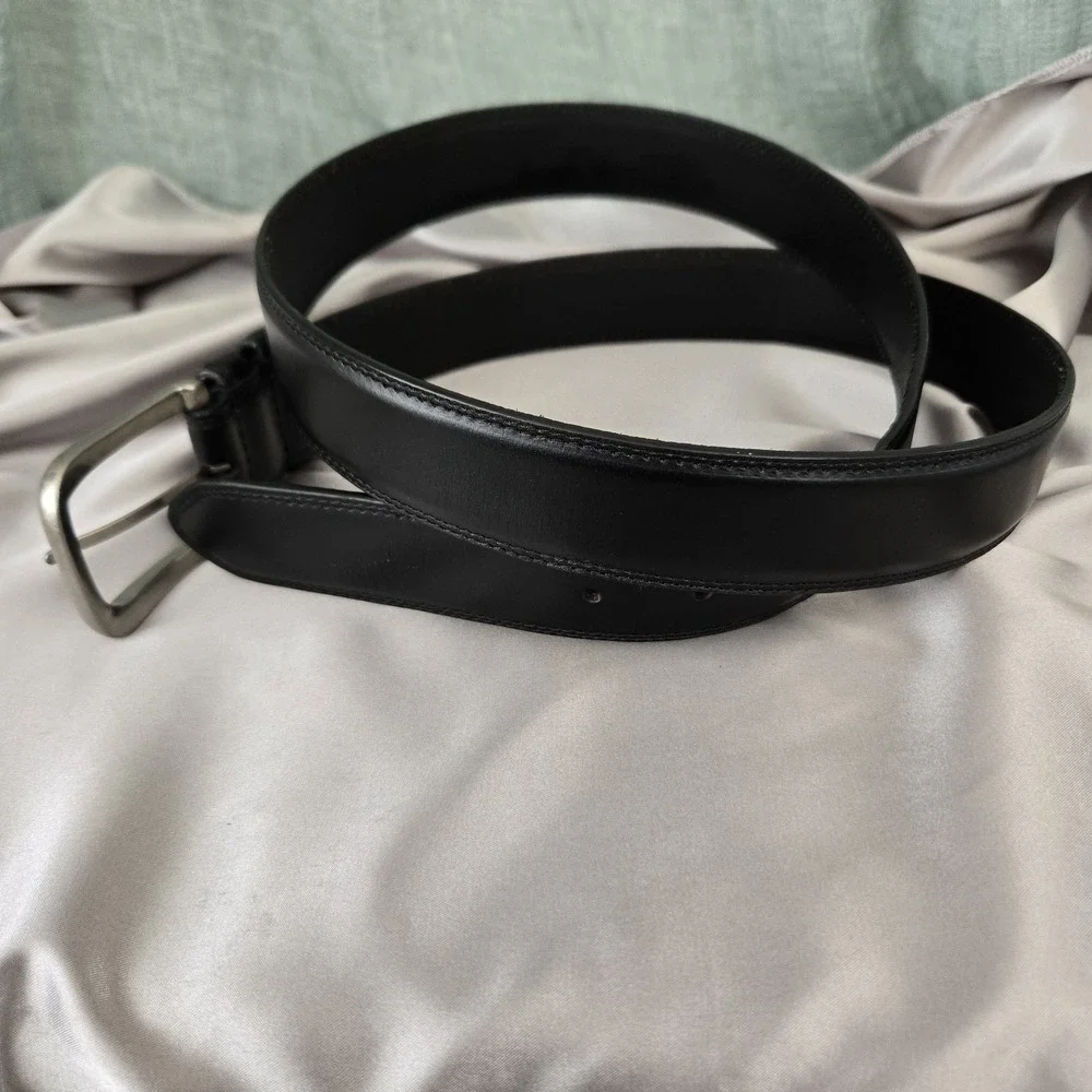 Browning Men's Genuine Leather Belt Black w/ Silver-tone Buckle Size 42